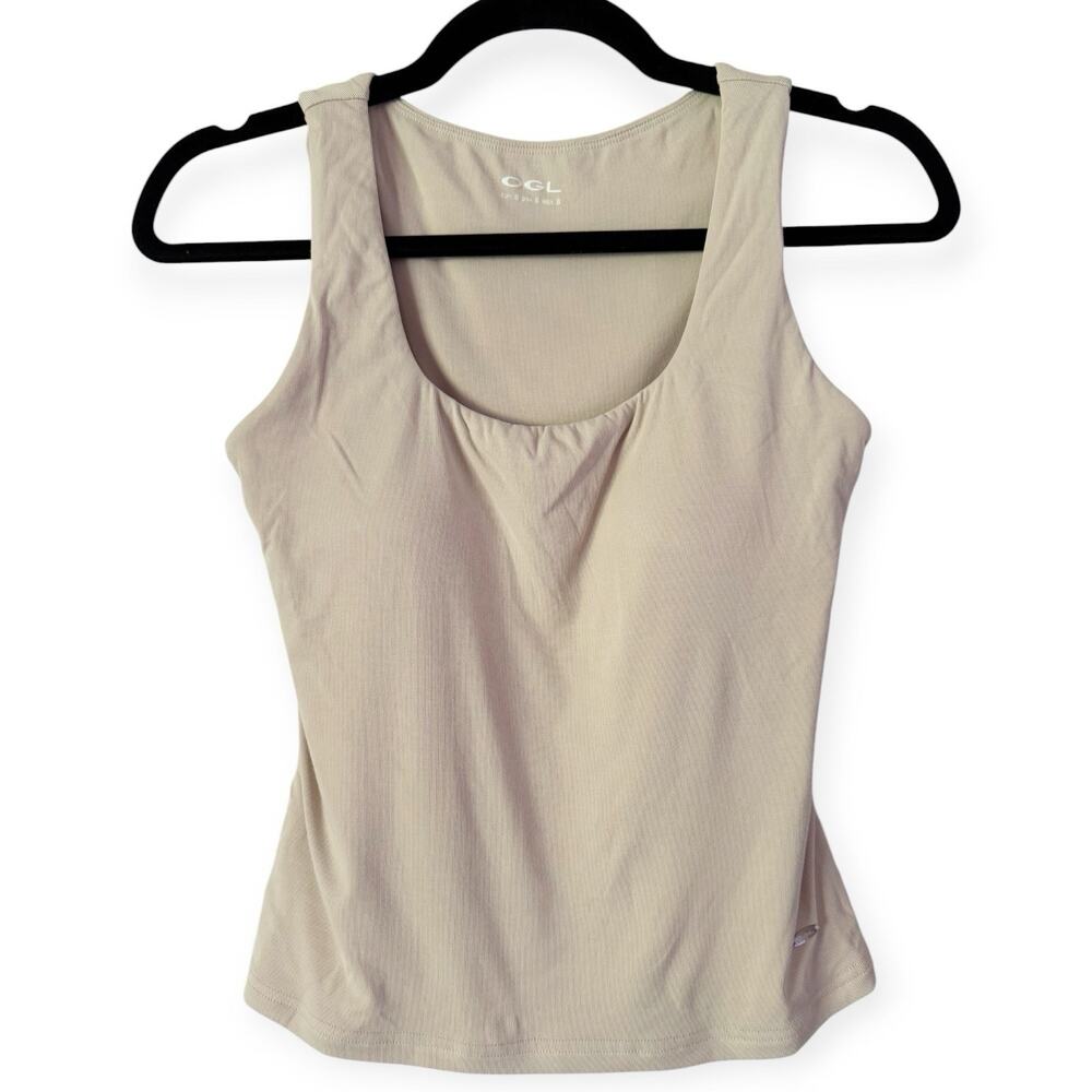 OGL Ribbed Round Neck Brami Tank Top Women’s Size Small Beige
